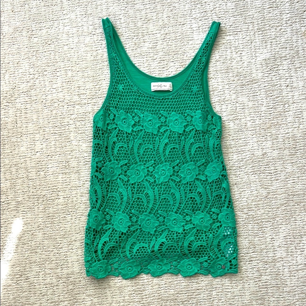 Abercrombie and Fitch Green Lace Tank Top